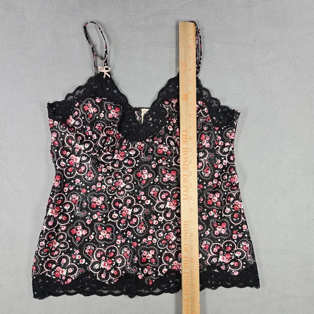 Y2K Babydoll Tank Top Womens M Floral Whimsigoth Dark Fairy Romantic Grunge Goth